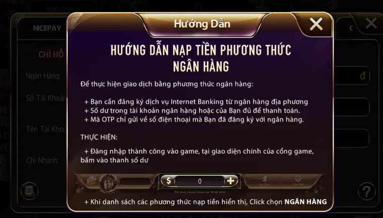 Nạp tiền bằng tài khoản ngân hàng an toàn - bảo mật - nhanh chóng.